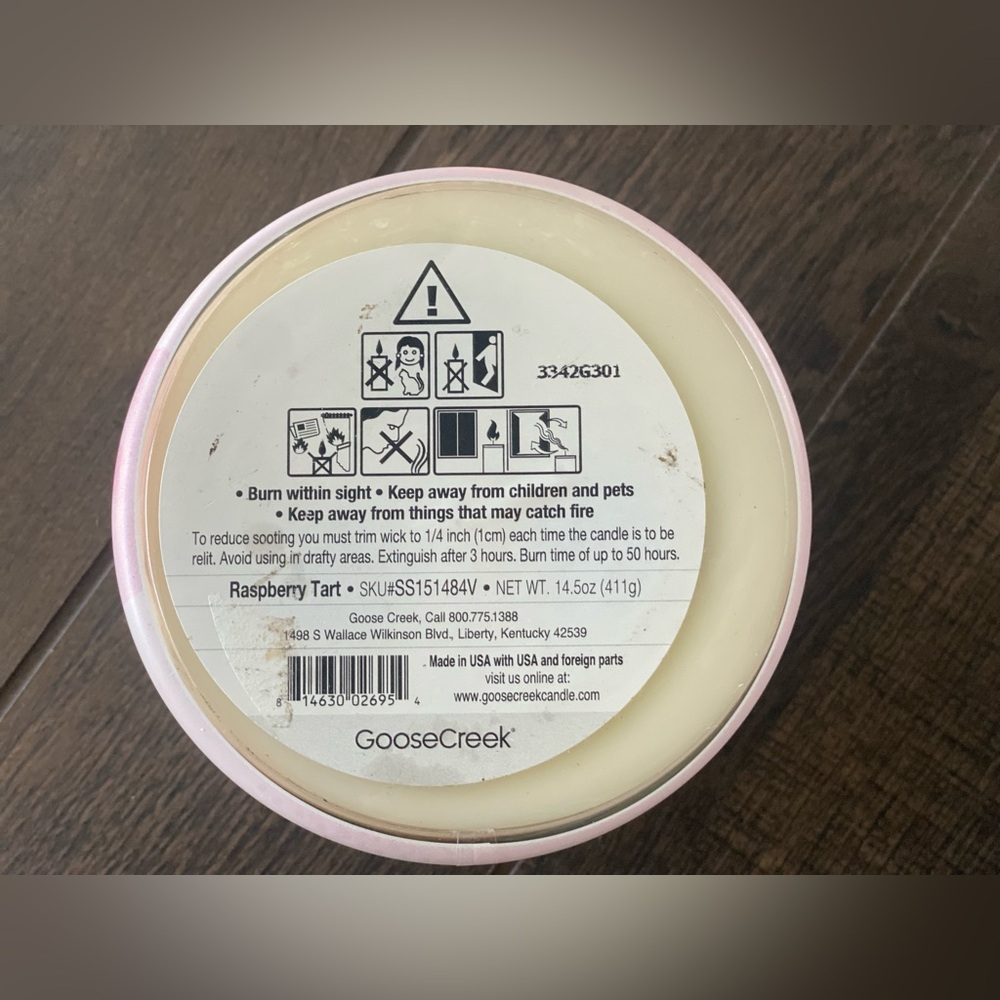Strawberry Shortcake Goose Creek Raspberry Tart  14.5 oz  3 Wick Candle - Picture 5 of 12